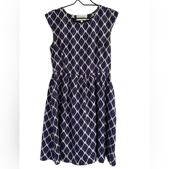 Elizabeth McKay New York Silk Fit and Flare Ikat Pattern Dress - size 6 - Picture 1 of 12